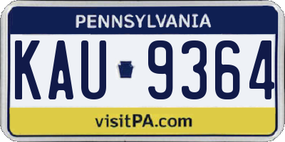 PA license plate KAU9364
