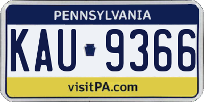 PA license plate KAU9366