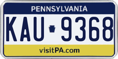 PA license plate KAU9368