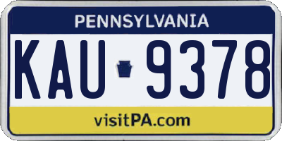 PA license plate KAU9378