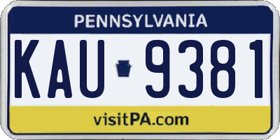 PA license plate KAU9381