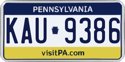 PA license plate KAU9386