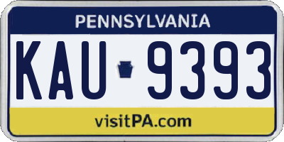 PA license plate KAU9393