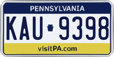 PA license plate KAU9398