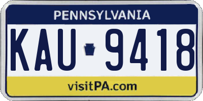 PA license plate KAU9418