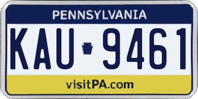 PA license plate KAU9461