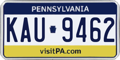 PA license plate KAU9462