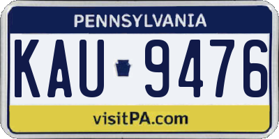 PA license plate KAU9476