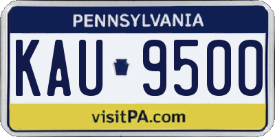 PA license plate KAU9500