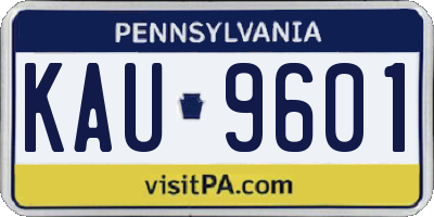 PA license plate KAU9601