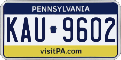 PA license plate KAU9602