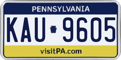 PA license plate KAU9605