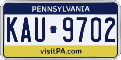 PA license plate KAU9702