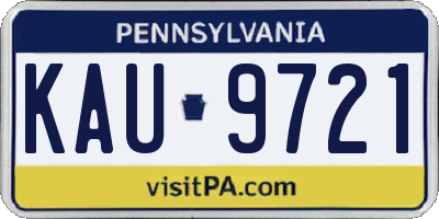 PA license plate KAU9721