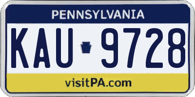 PA license plate KAU9728