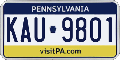 PA license plate KAU9801