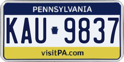 PA license plate KAU9837