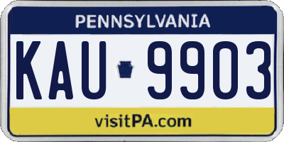 PA license plate KAU9903