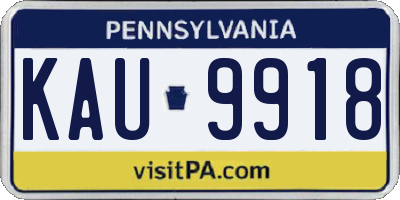 PA license plate KAU9918