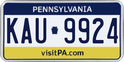PA license plate KAU9924