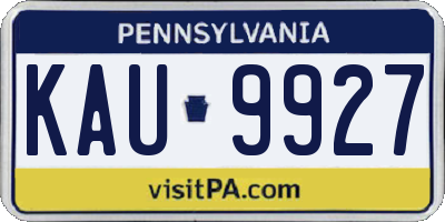 PA license plate KAU9927
