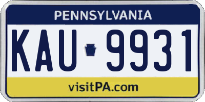 PA license plate KAU9931