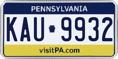 PA license plate KAU9932