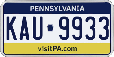 PA license plate KAU9933