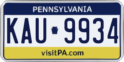 PA license plate KAU9934