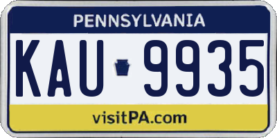 PA license plate KAU9935