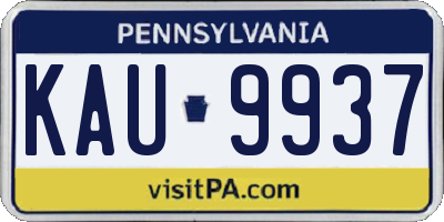 PA license plate KAU9937