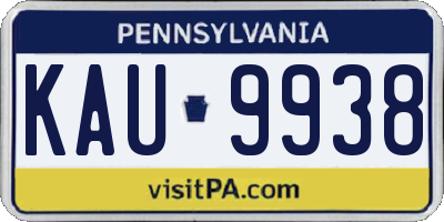PA license plate KAU9938