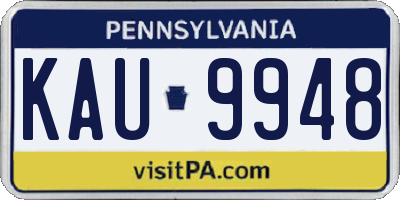 PA license plate KAU9948