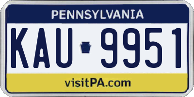 PA license plate KAU9951