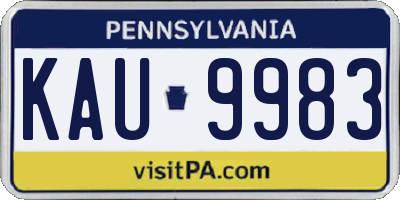 PA license plate KAU9983