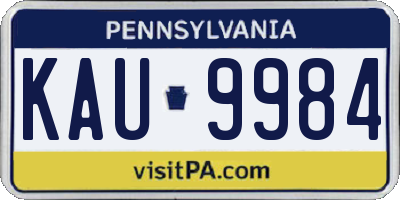 PA license plate KAU9984