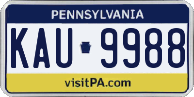 PA license plate KAU9988