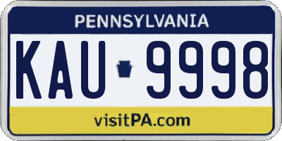 PA license plate KAU9998
