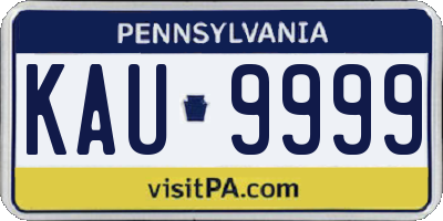 PA license plate KAU9999