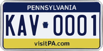 PA license plate KAV0001