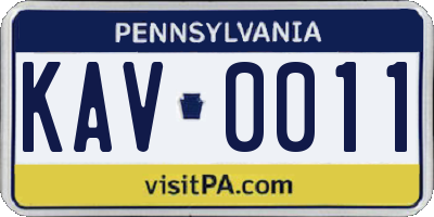 PA license plate KAV0011