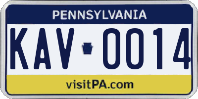 PA license plate KAV0014