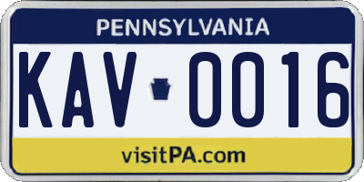 PA license plate KAV0016