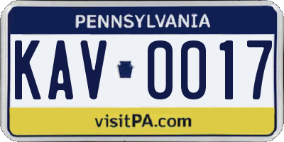 PA license plate KAV0017