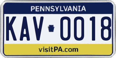 PA license plate KAV0018