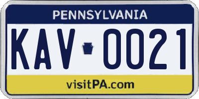 PA license plate KAV0021