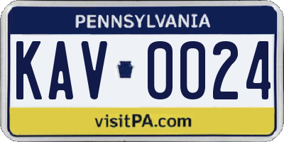 PA license plate KAV0024