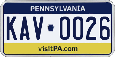 PA license plate KAV0026