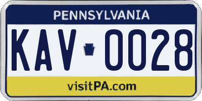 PA license plate KAV0028