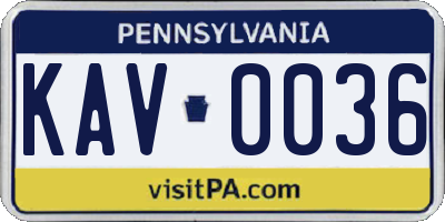 PA license plate KAV0036